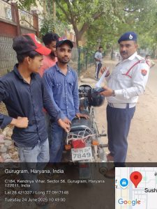 पुलिस उपायुक्त यातायात गुरुग्राम डा0 राजेश मोहन,IPS द्वारा आमजन को जागरुक करने बारे चलाए जा रहे #ChallanNahiSalamMilega अभियान